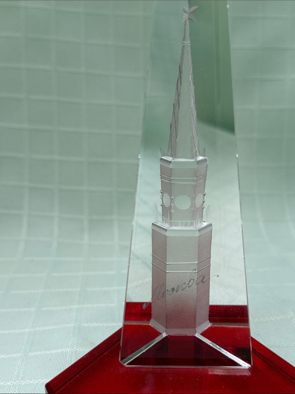 Vintage crystal obelisk-Kremlin Tower